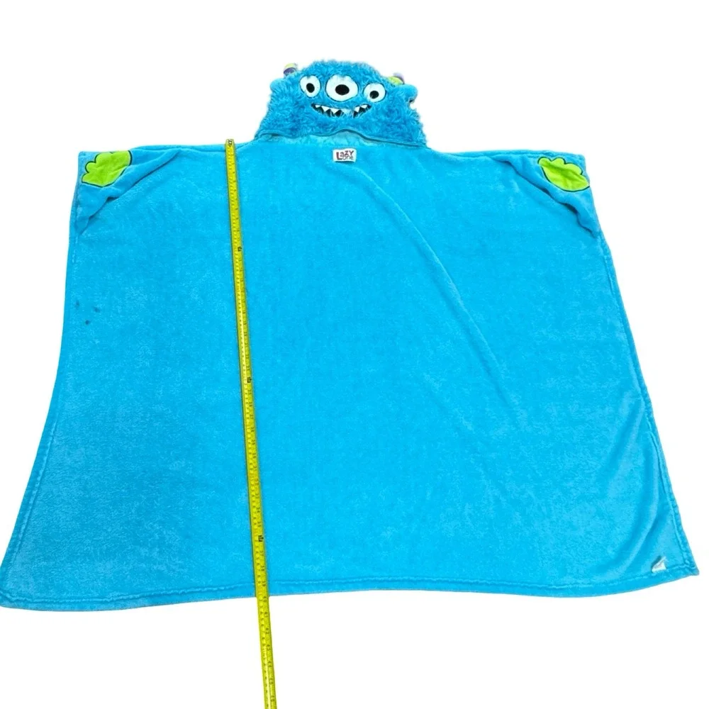 Lazy One Blue Monster Hooded Critter Blanket Three Eyed Wearable Fleece Throw